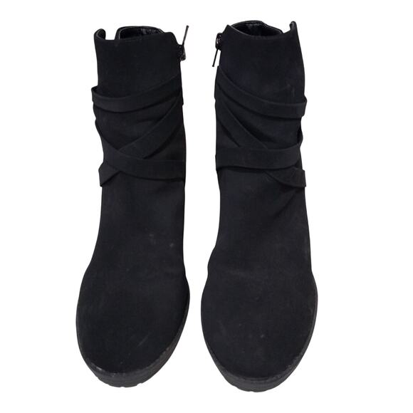 [D112] Andiamo Black Silver Side Buckle Ankle High Heel Boots, Size 10 - Picture 2 of 7